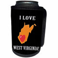 3dRose Beverly Turner I Love - I Love West Virginia with a Heart on the State, Orange, Black, and Red - Can Cooler Bottle Wrap (cc_234531)