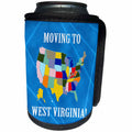 3dRose Beverly Turner Moving to - United States Map, Moving to West Virginia, Heart and Car with Luggage - Can Cooler Bottle Wrap (cc_234532)