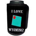 3dRose Beverly Turner I Love - I Love Wyoming with a Heart on the State, Green, Black, and Red - Can Cooler Bottle Wrap (cc_234537)