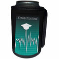 3dRose Beverly Turner Graduation Design - Medical Theme, Congratulations, Heart Beat Graph, Grad, Cap, Green - Can Cooler Bottle Wrap (cc_234542)