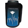 3dRose Beverly Turner Graduation Design - Medical Theme, Congratulations, Heart Beat Graph, Grad, Cap, Blue - Can Cooler Bottle Wrap (cc_234543)