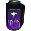 3dRose Beverly Turner Graduation Design - Medical Theme, Congratulations, Heart Beat Graph, Grad, Cap, Purple - Can Cooler Bottle Wrap (cc_234544)