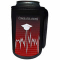 3dRose Beverly Turner Graduation Design - Medical Theme, Congratulations, Heart Beat Graph, Graduation, Cap, Red - Can Cooler Bottle Wrap (cc_234546)
