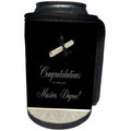 3dRose Beverly Turner Graduation Design - Congratulations, Masters Degree, Diploma and Damask, Gold and Black - Can Cooler Bottle Wrap (cc_234549)