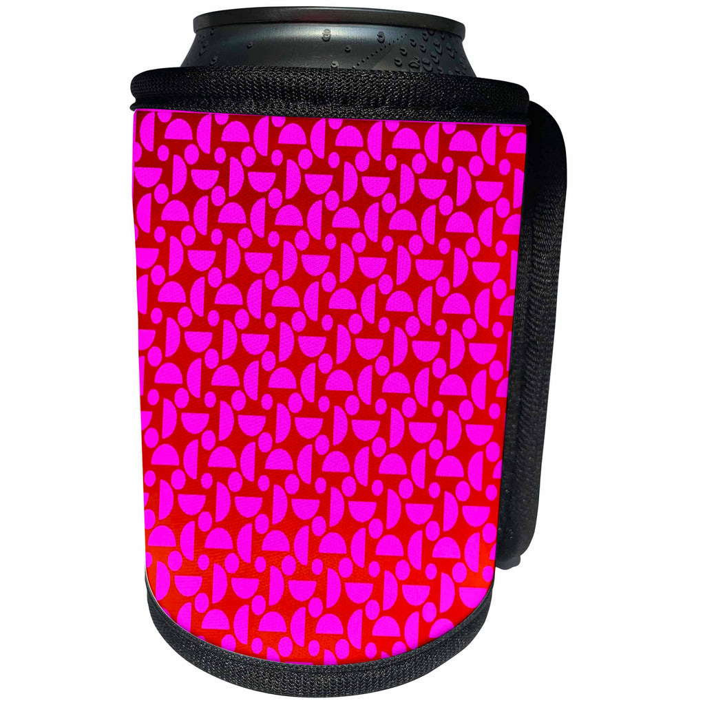 3dRose TNMGraphics Patterns - Hot Pink Semi Circles - Can Cooler Bottle Wrap (cc_23455)