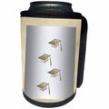 3dRose Beverly Turner Graduation Design - Gold Graduation Caps on Silver and Gold - Can Cooler Bottle Wrap (cc_234550)