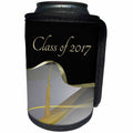3dRose Beverly Turner Graduation Design - Class of 2017, Tassel on Ribbon on Beautiful Abstract, Gold and Gray - Can Cooler Bottle Wrap (cc_234574)