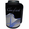 3dRose Beverly Turner Graduation Design - Class of 2017, Tassel on Ribbon on Beautiful Abstract, Blue and Gray - Can Cooler Bottle Wrap (cc_234576)