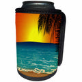 3dRose Anne Marie Baugh - Tropical - Calm Ocean Against A Brilliant Yellow and Orange Sunset Design - Can Cooler Bottle Wrap (cc_235735)