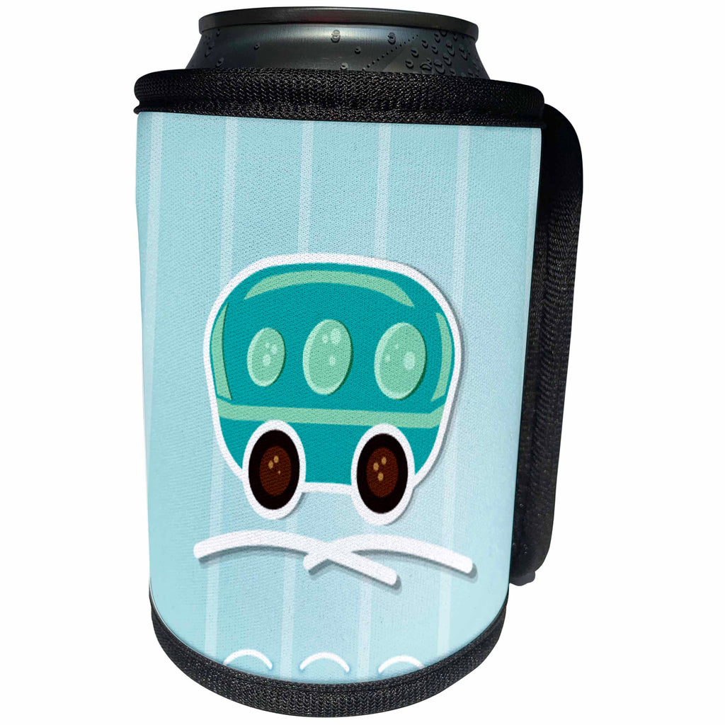 3dRose Anne Marie Baugh - Summer - A Cute Aqua Camper Illustration - Can Cooler Bottle Wrap (cc_235738)