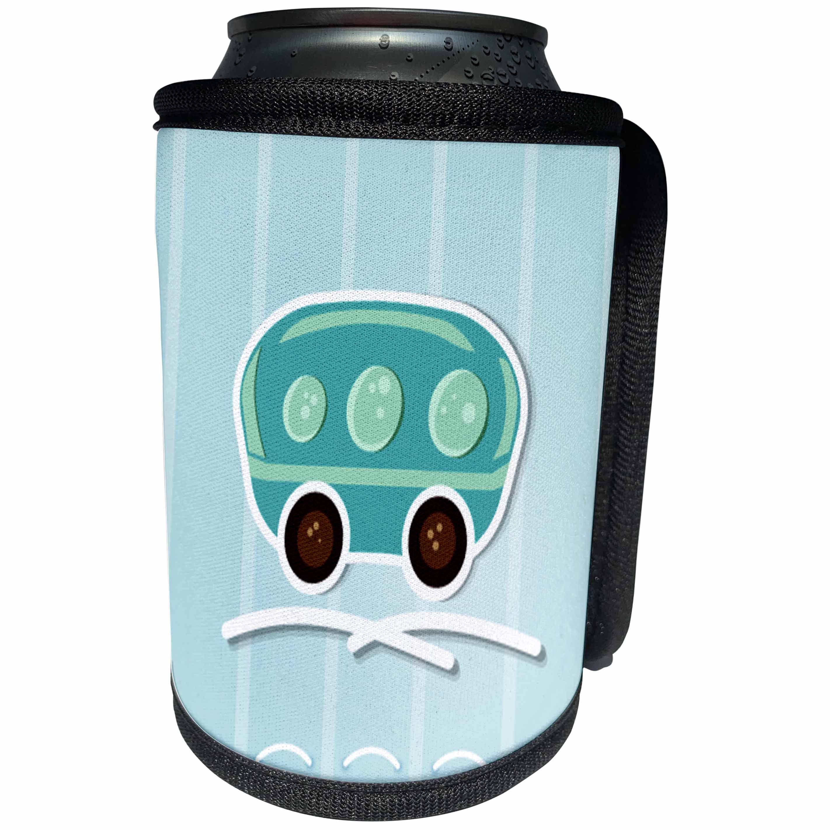 3dRose Anne Marie Baugh - Summer - A Cute Aqua Camper Illustration - Can Cooler Bottle Wrap (cc_235738)