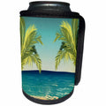 3dRose Anne Marie Baugh - Tropical - Two Palm Trees Framing The Ocean Design - Can Cooler Bottle Wrap (cc_235739)