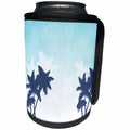 3dRose Anne Marie Baugh - Beach Scenes - Two Blue Palm Tree Silhouettes Against A Soft Blue Bokeh Sky - Can Cooler Bottle Wrap (cc_235750)