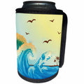 3dRose Anne Marie Baugh - Beach Scenes - Ocean Waves Beach Scene With Seagulls - Can Cooler Bottle Wrap (cc_235754)