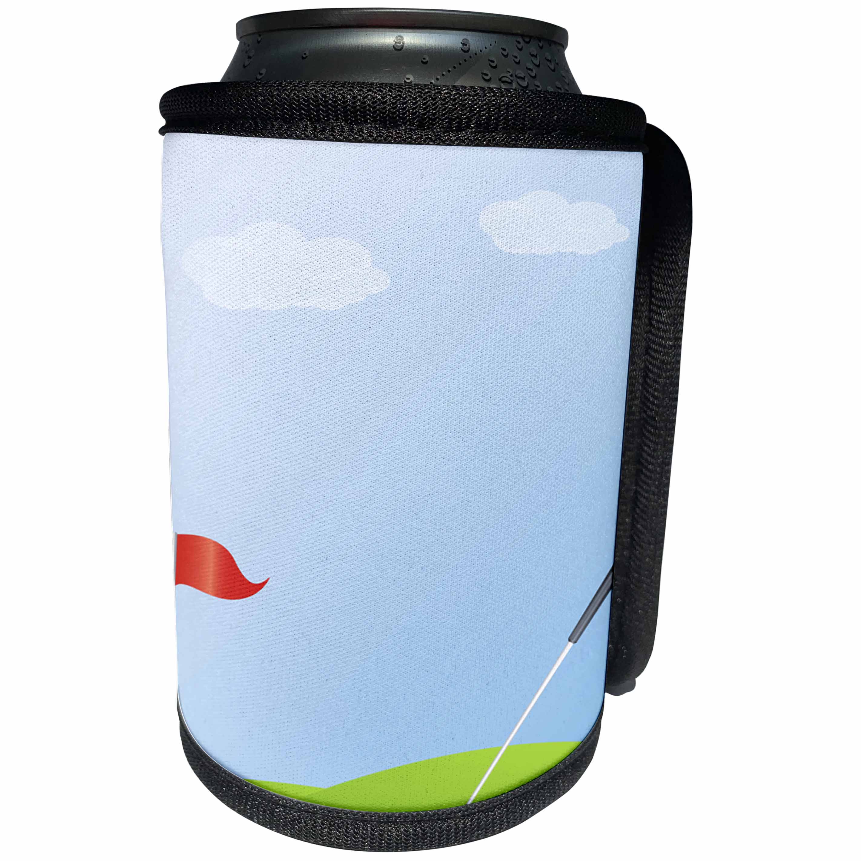 3dRose Anne Marie Baugh - Golf - Golf Club and Golf Ball On A Golfing Green Illustration - Can Cooler Bottle Wrap (cc_235758)
