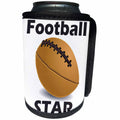 3dRose Anne Marie Baugh - Football - Football Illustration With The Words Football Star - Can Cooler Bottle Wrap (cc_235759)