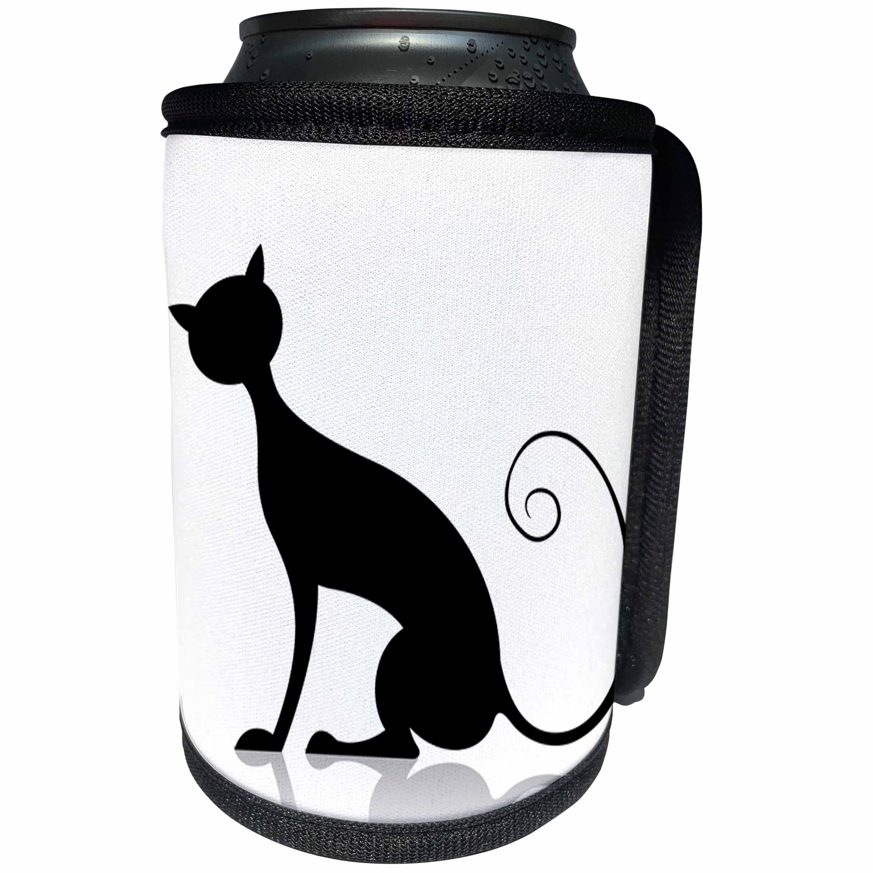 3dRose Anne Marie Baugh - Cat - Cat Silhouette Illustration - Can Cooler Bottle Wrap (cc_235762)
