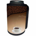 3dRose Anne Marie Baugh - Coffee - A Cup Of Coffee With a Coffee Bean Background and Good Morning - Can Cooler Bottle Wrap (cc_235763)