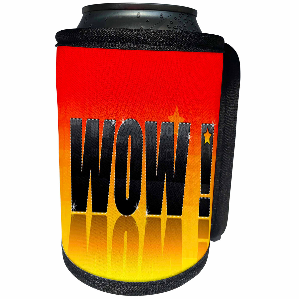 3dRose Anne Marie Baugh - Words - The Word Wow On A Gradient Orange and Yellow Background - Can Cooler Bottle Wrap (cc_235767)