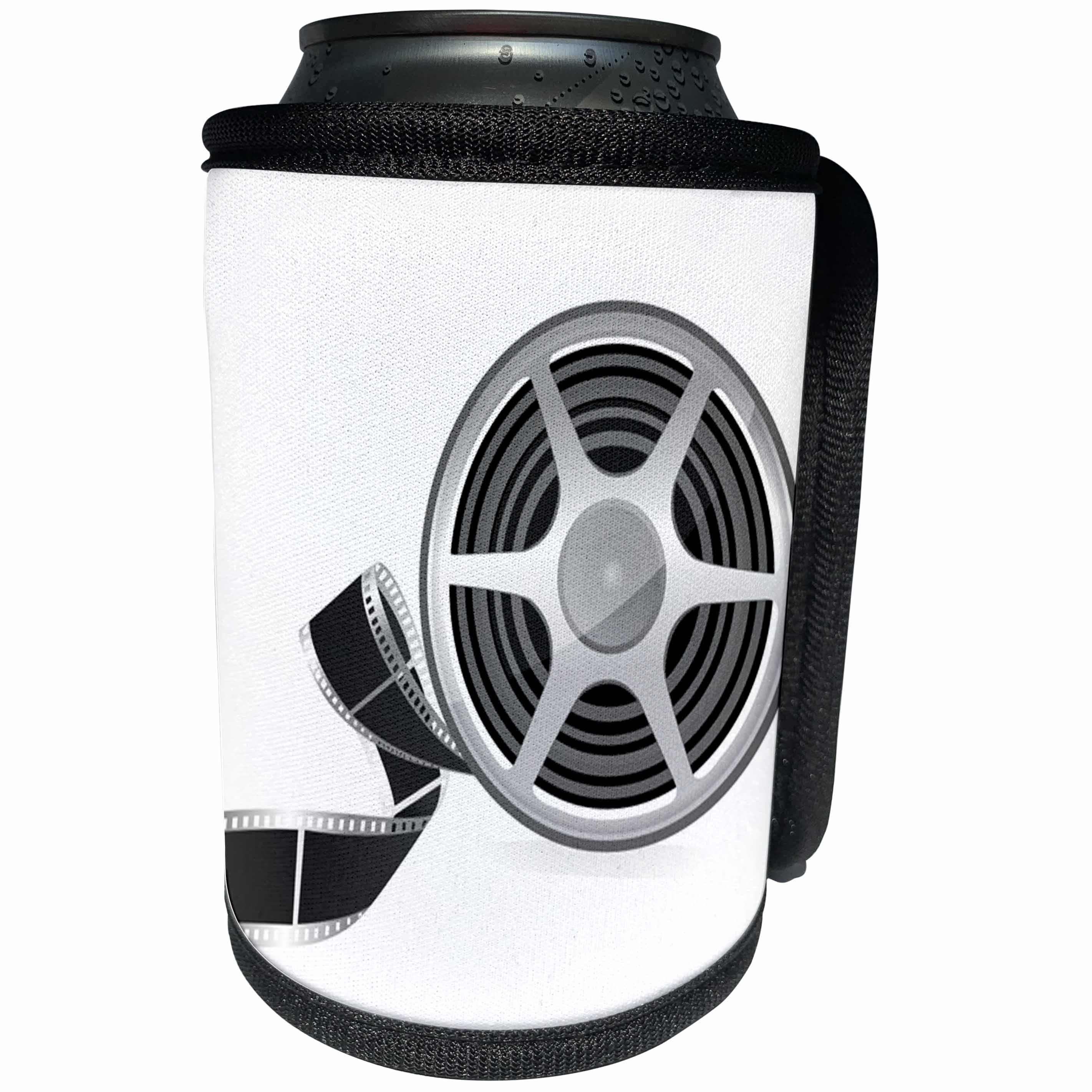 3dRose Anne Marie Baugh - Movies - A Movie Reel With A Strip Of Movie Film Illustration - Can Cooler Bottle Wrap (cc_235769)