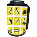 3dRose Anne Marie Baugh - Construction - Yellow Squares With Construction Symbols - Can Cooler Bottle Wrap (cc_235770)