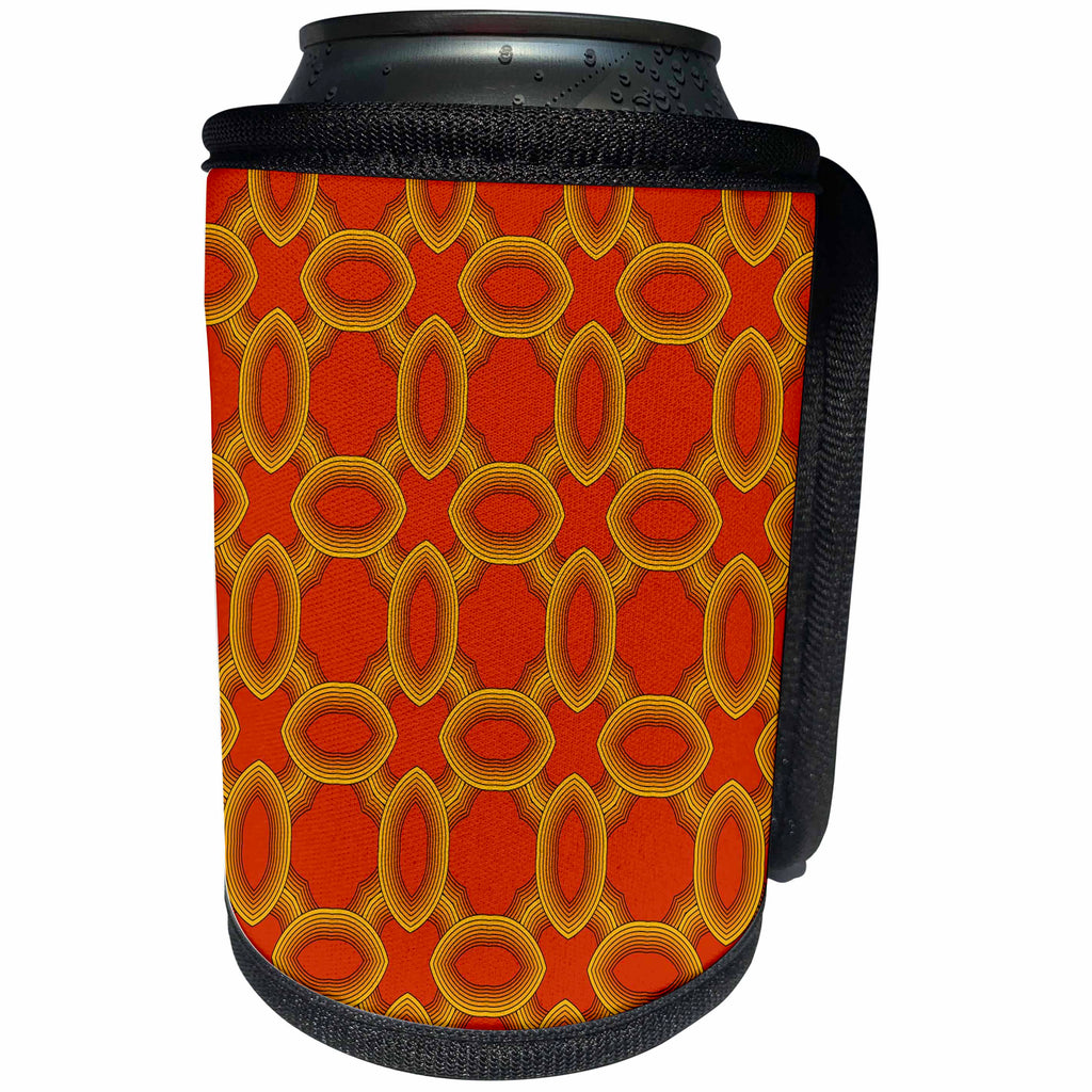 3dRose Anne Marie Baugh - Patterns - Yellow and Orange Moroccan Ovals Pattern - Can Cooler Bottle Wrap (cc_235780)
