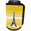 3dRose Anne Marie Baugh - France - The Eiffel Tower Against A Wavy Yellow Background - Can Cooler Bottle Wrap (cc_235795)