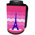 3dRose Anne Marie Baugh - France - The Eiffel Tower Against A Wavy Pink Background - Can Cooler Bottle Wrap (cc_235796)
