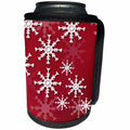 3dRose Anne Marie Baugh - Snowflakes - Pretty White Snowflakes Against A Red Graph Background - Can Cooler Bottle Wrap (cc_235815)