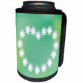 3dRose Anne Marie Baugh - Hearts - Pretty Little White Flowers Makes A Heart Against A Green Background - Can Cooler Bottle Wrap (cc_235817)