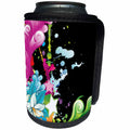 3dRose Anne Marie Baugh - Flowers - Contemporary Flowers and Flourishes Against A Paint Splatter Background - Can Cooler Bottle Wrap (cc_235823)