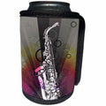 3dRose Anne Marie Baugh - Music - A Saxophone On A Pink And Gray Abstract Background - Can Cooler Bottle Wrap (cc_236006)