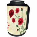 3dRose Anne Marie Baugh - Flowers - Pretty Pink Poppy Flowers On A Beige Polka Dot Background - Can Cooler Bottle Wrap (cc_236013)