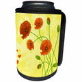 3dRose Anne Marie Baugh - Flowers - Pretty Orange Poppy Flowers On A Yellow Polka Dot Background - Can Cooler Bottle Wrap (cc_236014)
