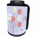 3dRose Anne Marie Baugh - Flowers - Cute Pink and White Daisies With A Bird - Can Cooler Bottle Wrap (cc_236015)