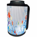 3dRose Anne Marie Baugh - Flowers - Pretty Orange and Blue Florals Against Gray Sun Rays - Can Cooler Bottle Wrap (cc_236017)