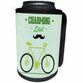 3dRose Anne Marie Baugh - Fathers Day - Charming Dad Words With A Mustache And Bike In Green - Can Cooler Bottle Wrap (cc_236024)