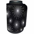 3dRose Anne Marie Baugh - Stars - Bright White Star Bursts On A Black Background - Can Cooler Bottle Wrap (cc_236025)