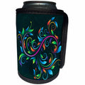 3dRose Anne Marie Baugh - Flourishes - Chic Colorful Leavy Flourish Against A Teal Background - Can Cooler Bottle Wrap (cc_236049)