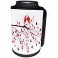 3dRose Anne Marie Baugh - Birds - Two Cute Love Birds In Red Sitting On A Branch - Can Cooler Bottle Wrap (cc_236056)