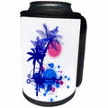 3dRose Anne Marie Baugh - Beach Scenes - Three Blue Palm Trees With A Pink Sun - Can Cooler Bottle Wrap (cc_236061)
