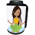 3dRose Anne Marie Baugh - Yoga - Cute Girl In A Sitting Yoga Pose Illustration - Can Cooler Bottle Wrap (cc_236073)