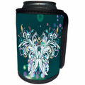 3dRose Anne Marie Baugh - Butterfly - Double Butterfly Effect Over A Teal Sparkle Background - Can Cooler Bottle Wrap (cc_236081)
