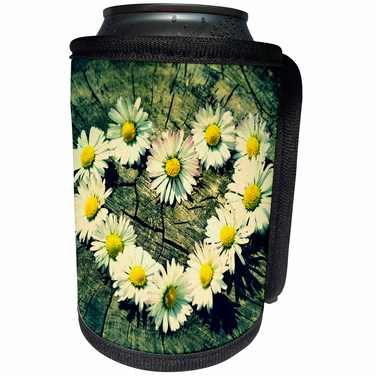 3dRose Sven Herkenrath Love - Daisy Flower Design Heart of Love - Can Cooler Bottle Wrap (cc_236459)