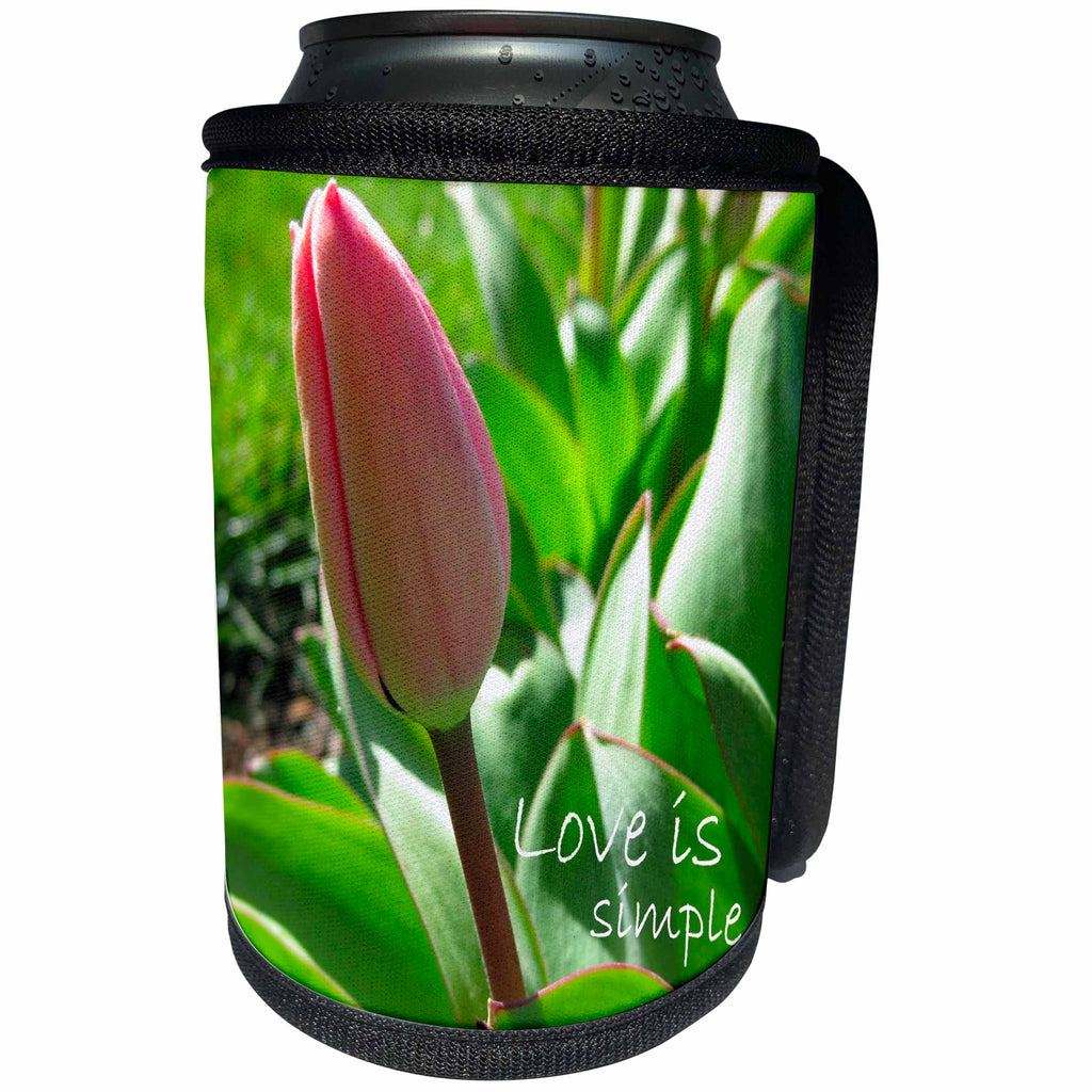 3dRose Patricia Sanders Flowers - Inspirational Pink Tulip - Can Cooler Bottle Wrap (cc_23646)