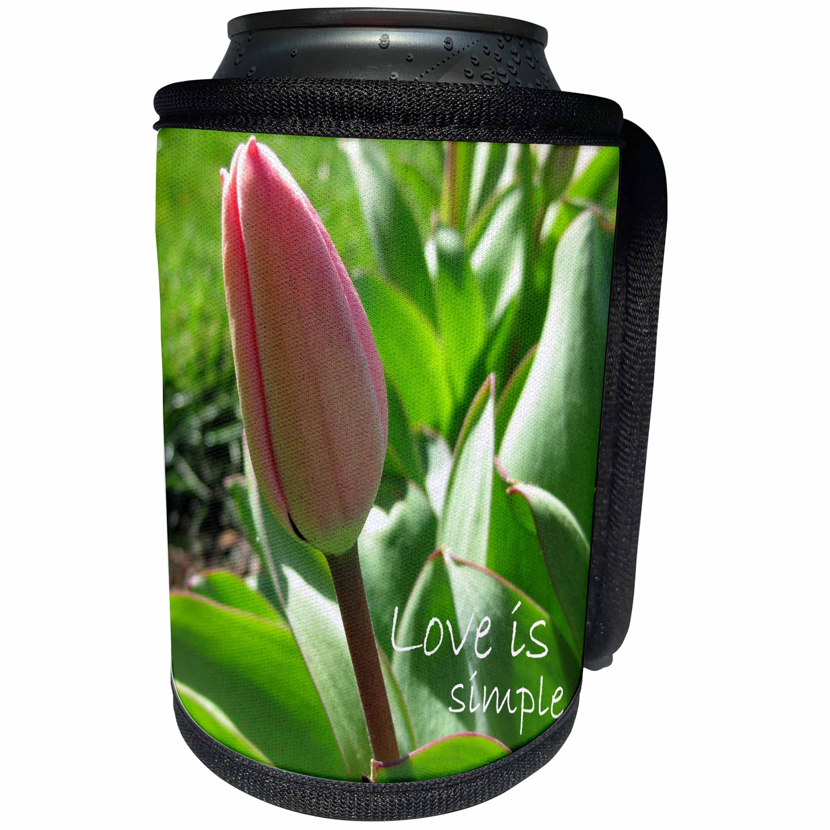 3dRose Patricia Sanders Flowers - Inspirational Pink Tulip - Can Cooler Bottle Wrap (cc_23646)