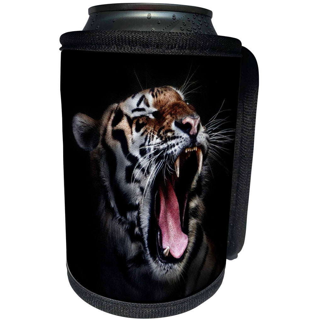 3dRose Sven Herkenrath Animal - Dangerous Wildlife Tiger - Can Cooler Bottle Wrap (cc_236478)