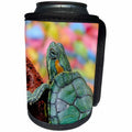 3dRose Sven Herkenrath Animal - Blue Turtle with Colorful Background - Can Cooler Bottle Wrap (cc_236479)