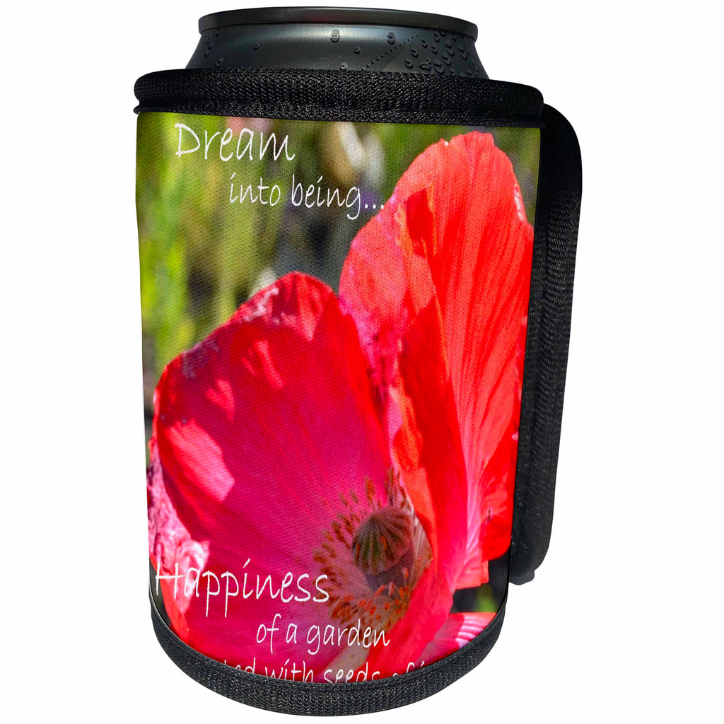 3dRose Patricia Sanders Flowers - Inspirational Dream - Can Cooler Bottle Wrap (cc_23648)