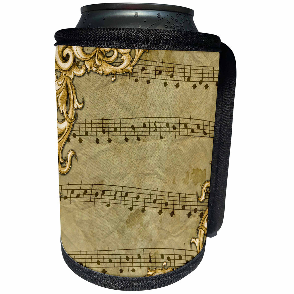 3dRose Sven Herkenrath Music - Vintage Music Sheet - Can Cooler Bottle Wrap (cc_236480)
